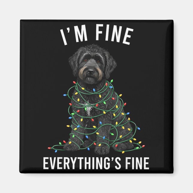 Black Labradoodle Christmas I'm Fine Everything Is Magnet (Front)