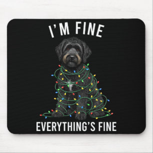 Black Labradoodle Christmas I'm Fine Everything Is Mouse Pad