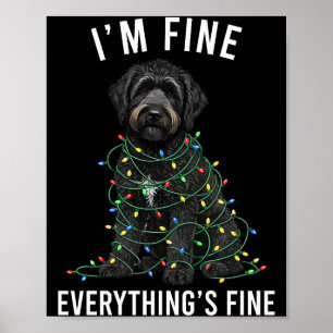 Black Labradoodle Christmas I'm Fine Everything Is Poster
