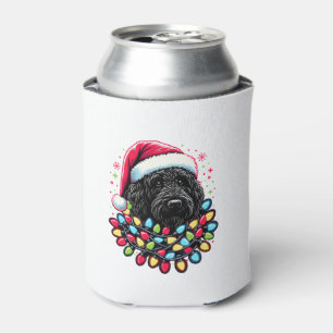 Black Labradoodle Christmas Tree Xmas Lights Doodl Can Cooler