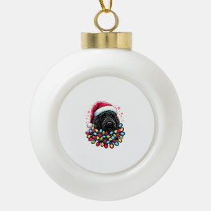 Black Labradoodle Christmas Tree Xmas Lights Doodl Ceramic Ball Christmas Ornament