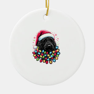 Black Labradoodle Christmas Tree Xmas Lights Doodl Ceramic Ornament