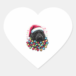 Black Labradoodle Christmas Tree Xmas Lights Doodl Heart Sticker