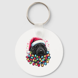 Black Labradoodle Christmas Tree Xmas Lights Doodl Key Ring
