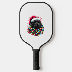 Black Labradoodle Christmas Tree Xmas Lights Doodl Pickleball Paddle
