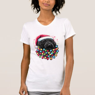 Black Labradoodle Christmas Tree Xmas Lights Doodl T-Shirt