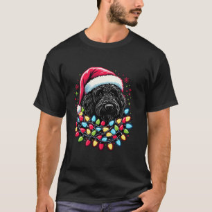 Black Labradoodle Christmas Tree Xmas Lights Doodl T-Shirt
