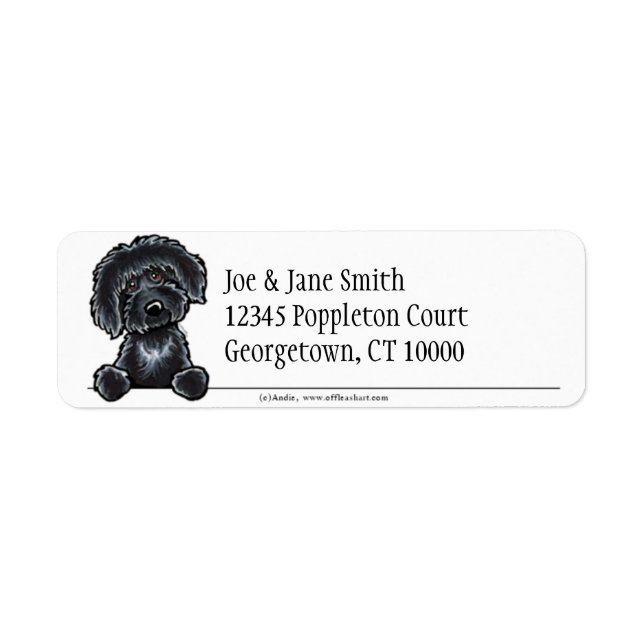Black Labradoodle Clean & Simple Return Address Label (Front)