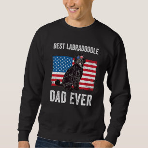 Black Labradoodle Dad American Flag Dog Owner Fun Sweatshirt
