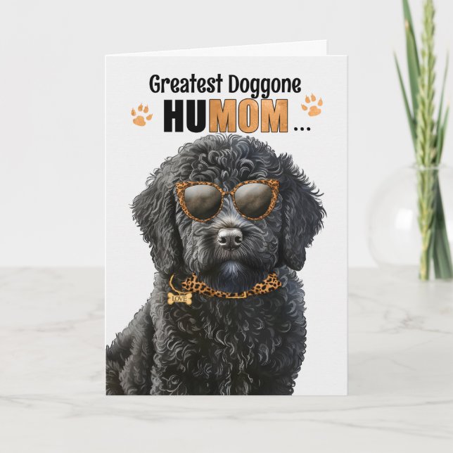 Black Labradoodle Dog Best HuMOM Ever Mother's Day Holiday Card (Front)