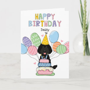 Black Labradoodle Dog Happy Birthday Card