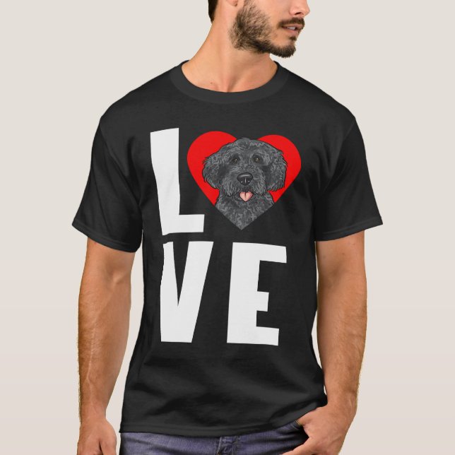 Black Labradoodle Dog  Love Labradoodle T-Shirt (Front)