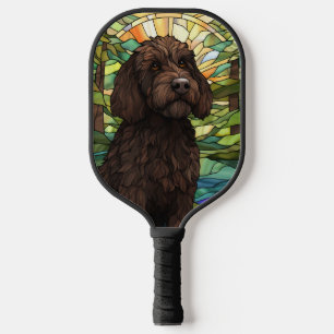 Black Labradoodle Dog Pickleball Paddle