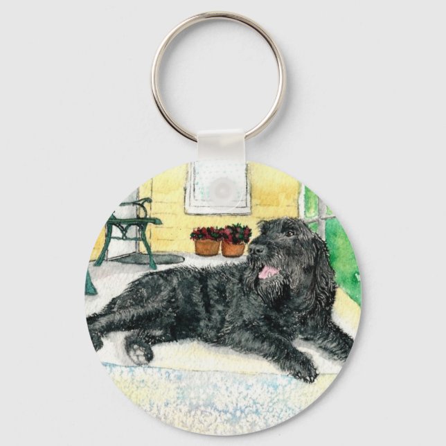 Black Labradoodle Key Ring (Front)