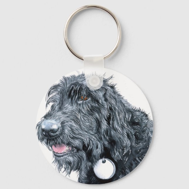 Black Labradoodle Keychain (Front)