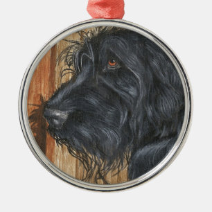 Black Labradoodle Metal Ornament