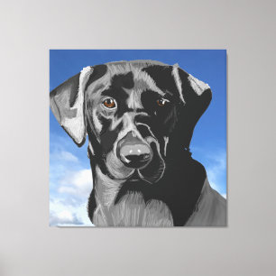 Black Labrador against the Blue Sky Canvas Print