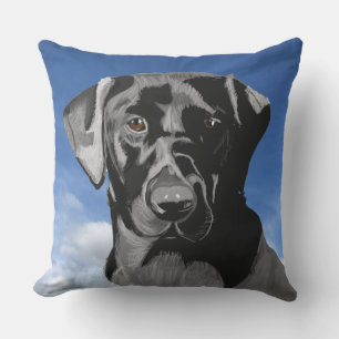 Black Labrador against the Blue Sky  Cushion