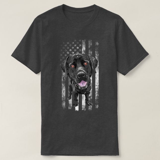Black Labrador American Flag Patriotic Dog Dad Mum T-Shirt (Design Front)