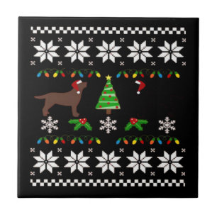 Black Labrador and Chocolate Labrador Happy Christ Ceramic Tile