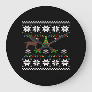 Black Labrador and Chocolate Labrador Happy Christ Large Clock