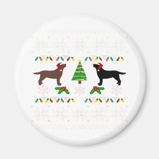 Black Labrador and Chocolate Labrador Happy Christ Magnet (Front)