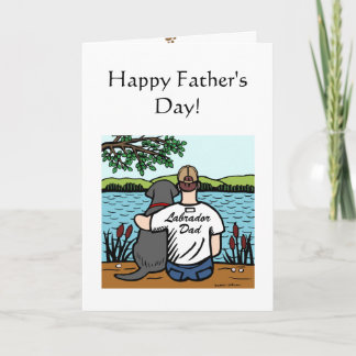 Black Labrador and  Dad 2 Card