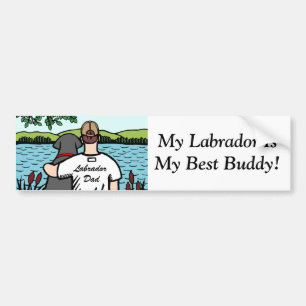 Black Labrador and Dad Lake View 2 Bumper Sticker