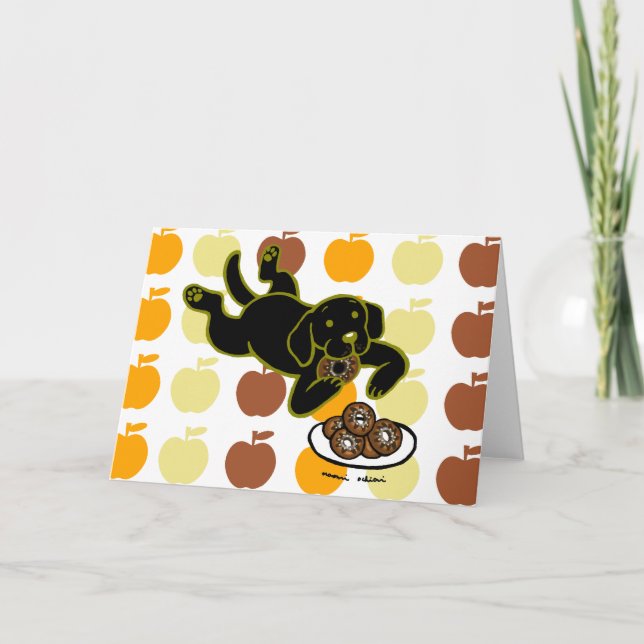 Black Labrador and Doughnuts! Card (Front)