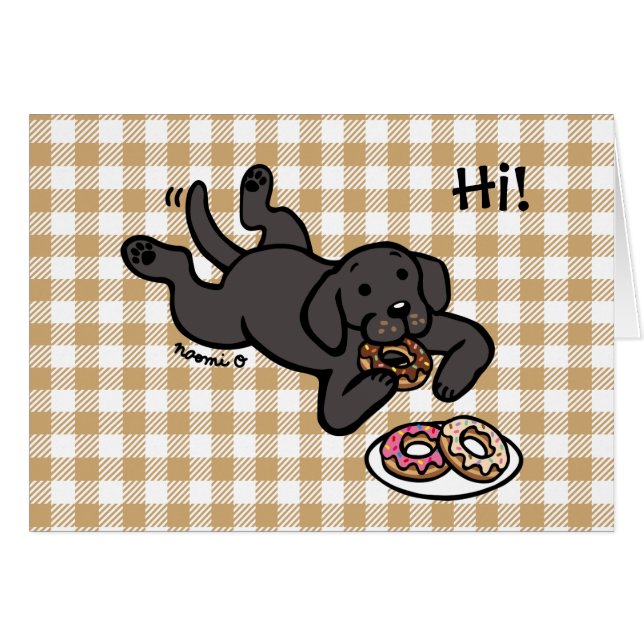 Black Labrador and Doughnuts Thinking of You (Front Horizontal)