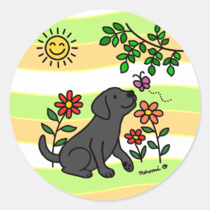 Black Labrador and Green Classic Round Sticker