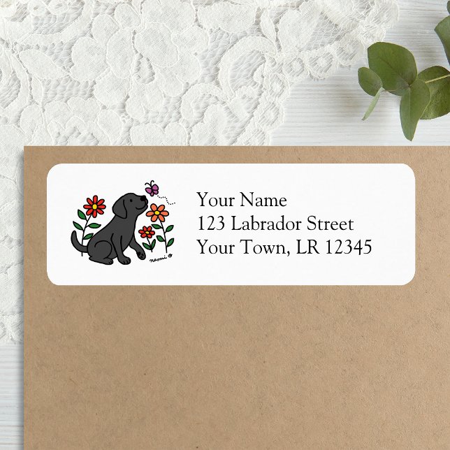 Black Labrador and Green Return Address Label (Black Labrador and Green Return Address Labels for Labrador Owners.  Cute Lab cartoon Design.)