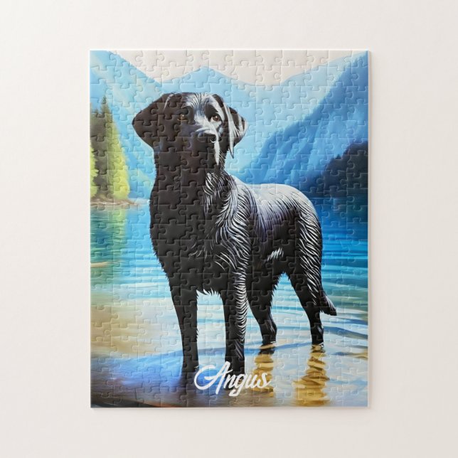 Black Labrador and Lake Jigsaw Puzzle (Vertical)