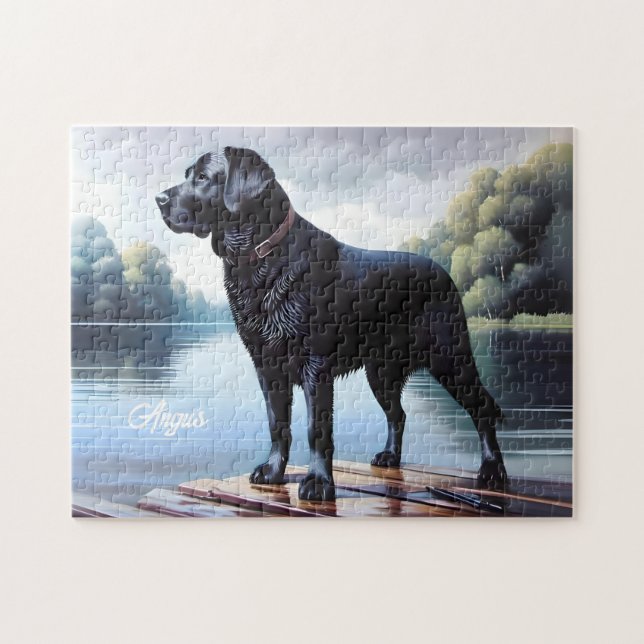 Black Labrador and Lake Jigsaw Puzzle (Horizontal)