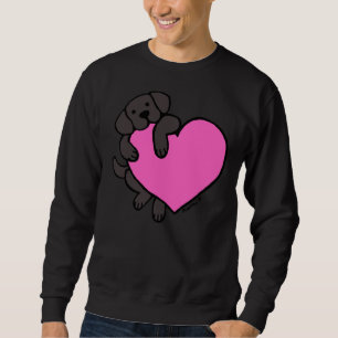 Black Labrador And Pink Heart Sweatshirt