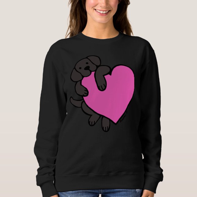 Black Labrador And Pink Heart Sweatshirt (Front)
