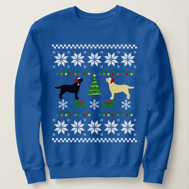 Black Labrador and Yellow Labrador Christmas Santa Sweatshirt (Design Front)