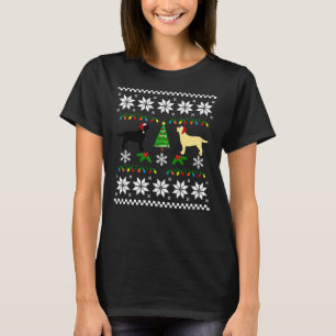 Black Labrador And Yellow Labrador Happy Christmas T-Shirt