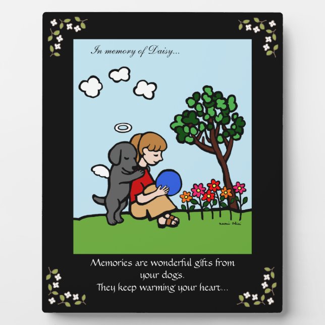 Black Labrador Angel with Love Memorial Plaque (Front)