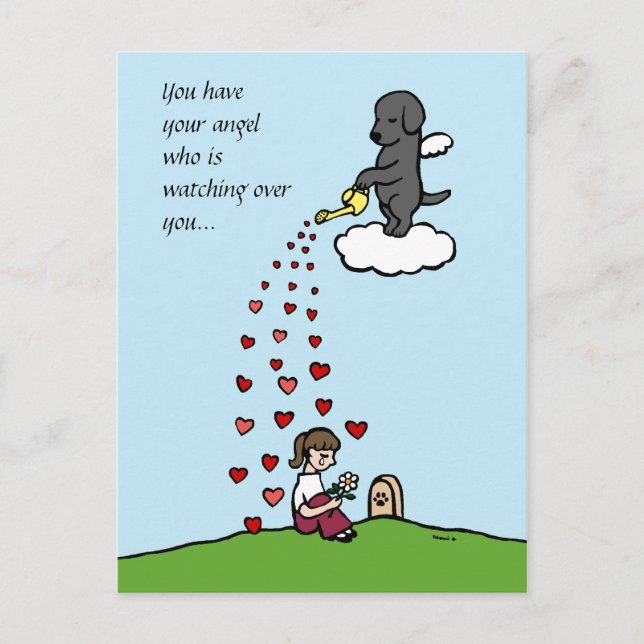 Black Labrador Angel with Love Postcard (Front)