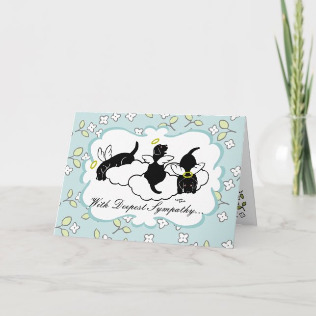 Black Labrador Angels Floral Card (Front)