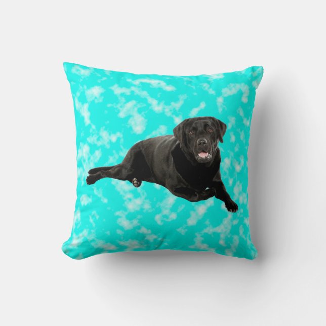 Black Labrador Art Portrait Cushion (Front)