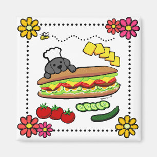 Black Labrador Bakery Cartoon Magnet