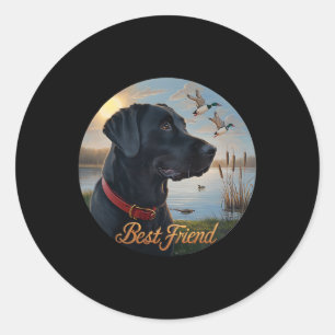 Black Labrador Best Friend. Hunting Waterfowl Duck Classic Round Sticker