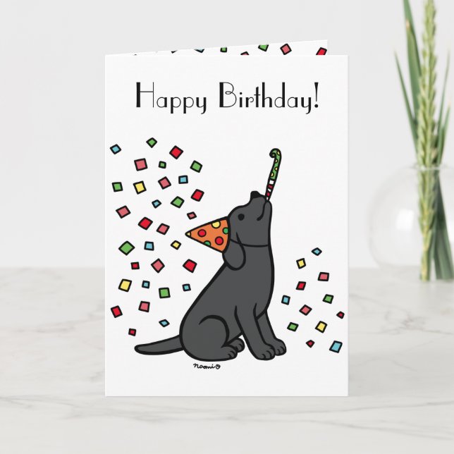Black Labrador Birthday Party Confetti Card (Front)