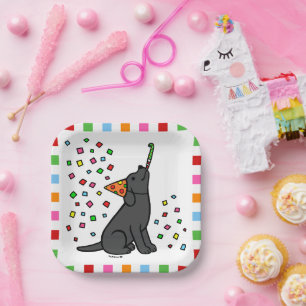 Black Labrador Birthday Party Confetti Paper Plate