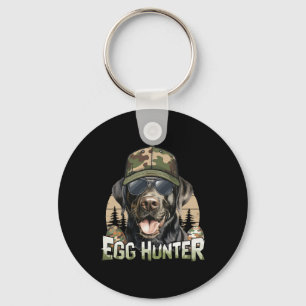 Black Labrador Camo Cap Egg Hunter Vintage Easter Key Ring