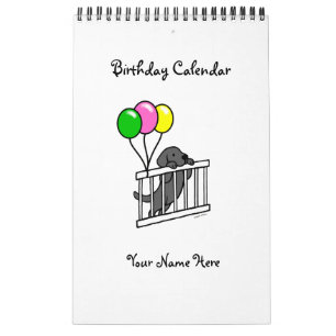 Black Labrador Cartoon Birthday Calendar