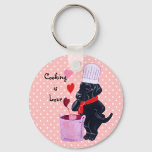 Black Labrador Chef Painting Key Ring