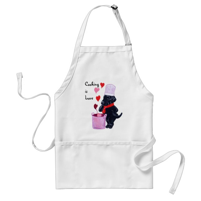 Black Labrador Chef Painting Standard Apron (Front)